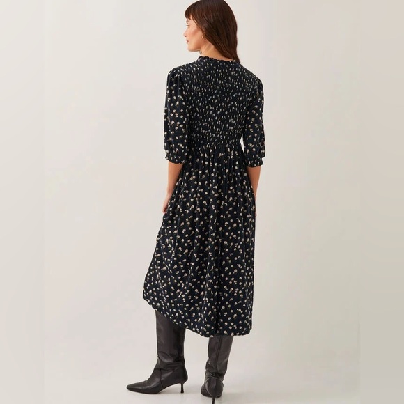 Monsoon Black Orielle Print Jersey Midi Dress - Picture 4 of 10